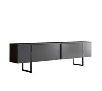CALICOSY - Meuble TV 2 portes rabattables L180 cm - LUXE - Anthracite / Noir