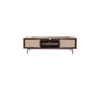 Calicosy Meuble TV décor Noyer tissu véritable - L 140 cm - Pratique - Peu encombrant - Salon - 39,5 cm x 140 cm x 45 cm