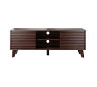 Calicosy Meuble TV Façades Effet Bois Lamé L140 cm - FRIBOURG -Rangement Pratique - Gain de Place - pour Salon - l39 cm x L140 cm x H51,5 cm