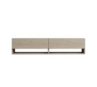 CALICOSY - Meuble TV suspendu 2 portes abattantes décor travertin L141 cm - ARGES - Beige