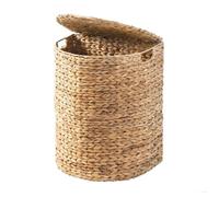 CALICOSY - Panier à linge demi-lune en jacinthe d'eau avec couvercle L45 cm - NILA - Beige