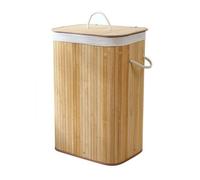 CALICOSY - Panier à linge rectangulaire en bambou 70L - H60 cm - Bois clair