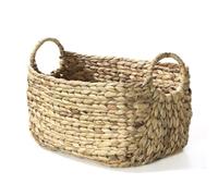 CALICOSY - Panier Jacinthe d'eau - Armature Métal - Fibres Naturelles - Avec Poignées Rondes - Panier De Rangement Pour Dressing, Chambre, Séjour - Grand Modèle - L 45 x P 27 x H 27 cm