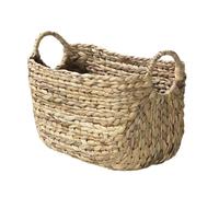 CALICOSY - Panier Jacinthe d'eau - Armature Métal - Fibres Naturelles - Avec Poignées Rondes - Panier De Rangement Pour Dressing, Chambre, Séjour - Petit Modèle - L 36 x P 19 x H 22 cm