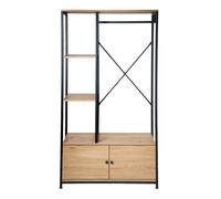 CALICOSY - Penderie avec étagères et rangements 2 portes H167 cm - LENNY - Chêne
