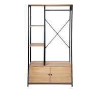 Calicosy - Penderie Étagères Et Rangements 2 Portes - Décor Bois - Panneaux De Particules Mélaminés - Structure Métal - pour Chambre, Dressing Ou Entrée - Style Industriel - L 90 x P 40 x H 167 cm
