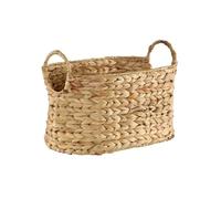 CaliCosy CASÂME Petit Panier en Jacinthe d'eau - avec Poignées - Rangement Pratique - Style Bohème - pour Chambre, Dressing - L40 x P26 x H21 cm