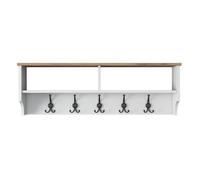CALICOSY - Porte manteau 2 niches et 5 patères L120 cm - BROOKE - Noyer/ Blanc