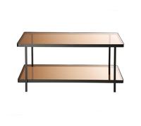 CALICOSY - Table basse L100cm en métal noir et plateaux en verre fumé ORA - Noir