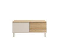 Calicosy Table basse avec 2 tiroirs et 1 niche, finition cachemire et chêne, largeur 90 cm - KORA