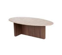 CALICOSY - Table basse avec plateau ovale L125 cm - ANNA - Noyer / Travertin