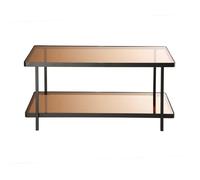 CALICOSY - Table basse L100cm en métal noir et plateaux en verre fumé ORA - Noir