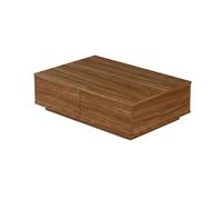 CALICOSY - Table basse rectangulaire 2 abattants décor noyer L90 cm - NORA - Bois foncé