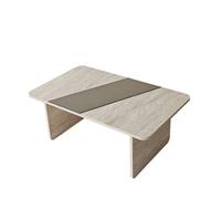 CALICOSY - Table basse rectangulaire avec miroir L120 cm SOLEA - Travertin