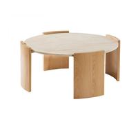 Calicosy - Table Basse Ronde Effet Travertin D80 cm - Izia