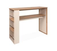 CALICOSY - Table de bar 4 niches effet chêne et cachemire L110 cm - NOLAN - Bois clair