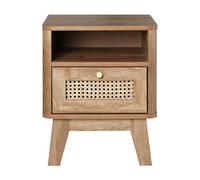 Calicosy Table De Chevet 1 Tiroir 1 Niche Décor Bois Façade Rotin