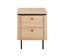 Calicosy - Table de Chevet 2 Tiroirs avec Côtés à Effet Rainuré - Design Moderne - Meuble d’Appoint ou de Chambre - L48 x P40 x H55 cm - Collection Malaga