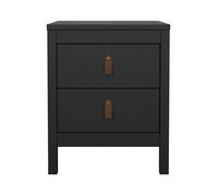 CALICOSY - Table de chevet 2 tiroirs noir mat L43 8 cm - BARCELONE - Noir