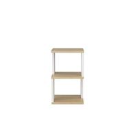 Calicosy Table De Chevet 3 Niveaux Décor Bois Chêne Et Blanc L29,6 Cm - Carter - en Panneaux De Particules - Style Contemporain - pour Salon - L29,6 X l29,6 X H49 Cm