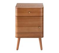Calicosy Table de chevet avec 1 tiroir et 1 porte, avec bords avant arrondis, largeur 42 cm - KARL