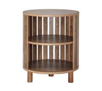 Calicosy - Table de Chevet Rond À Lames Ajourées H50 Cm - Bout de Canapé 3 Tablettes avec Accès Ouvert - 4 Pieds Bois Peints - Petit Meuble Polyvalent Salon Ou Chambre