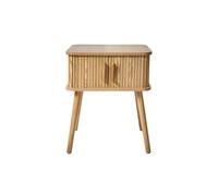 CALICOSY - Table de Chevet Vintage 2 Portes Coulissantes H58cm - ERNEST - Bois clair