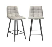 CALICOSY - Tabourets rembourrés en lot de 2 en tissu chiné H94 cm - SIA - Beige