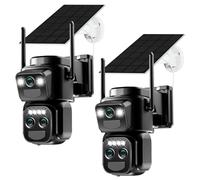 Calike 4K Caméra Surveillance WiFi Extérieure sans Fil,10X Triple Objectif Camera Solaire Extérieur avec Panneau,Suivi Automatique,Vision Nocturne,Audio Bidirectionnel,360° PTZ,IP66,2 Pack
