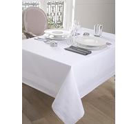 CALITEX Nappe Damassée Bande Satin Blanc 150x200
