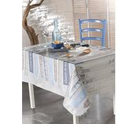 CALITEX PROMENADE DES DUNES, Nappe Toile Cirée Rectangulaire, PVC, Gris, 140x250 cm