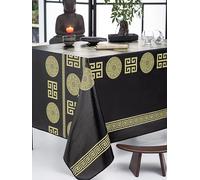 CALITEX Toile Cirée Licy Noir Finition Biais Ronde 140 cm
