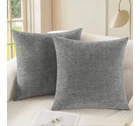 CaliTime Cosy Lot de 2 Housses de Coussin en Chenille Douce et teintées pour canapé, canapé, décoration d'intérieur, Solides, 50 x 50 cm, Gris Moyen