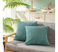 CaliTime Lot de 2 Housses de Coussin, Bleu Sarcelle, 50 cm x 50 cm