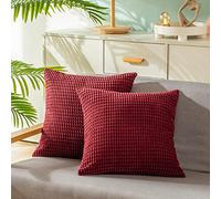 CaliTime Lot de 2 Housses de Coussin, Bordeaux, 45 x 45 cm