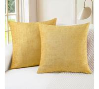 CaliTime Lot de 2 Housses de Coussin Confortables en Chenille Douce et teintée pour canapé, canapé, décoration d'intérieur, Solides, 40 x 40 cm, dorées
