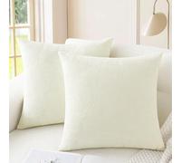 CaliTime - Lot de 2 Housses de Coussin douillets - en Chenille Souple - Teints Solides - pour canapé, décoration de la Maison 22 X 22 inches - Pack of 2 crème