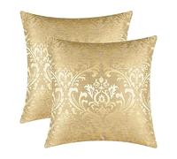CaliTime Lot de 2 Housses de Coussin pour canapé, canapé, décoration d'intérieur, Motif damassé Vintage, Vintage, contrasté, 40 x 40 cm, doré