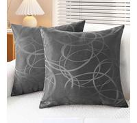 CaliTime Lot de 2 Housses de Coussin pour canapé, décoration d'intérieur, Moderne, Brillant et Mat, Cercles contrastés, Anneaux géométriques, 40 x 40 cm, Gris