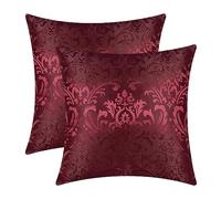 CaliTime Lot de 2 Housses de Coussin pour canapé, décoration d'intérieur, Motif Floral damassé Vintage Brillant et Contraste terne, 40 cm x 40 cm, Bordeaux