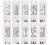 Calkkrer 10 pièces Bougies Chiffres Argent 0-9 pour Anniversaire, décoration 18 Ans Fille, décoration de gâteau, fête de célébration, Baby Shower, Bougies d'anniversaire