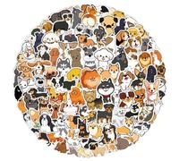 Calkkrer 100 Autocollants Amusants de Chiens, Autocollants d'animaux Mignons imperméables en Vinyle pour Ordinateur Portable, Bouteilles d'eau, téléphone, Valise, réfrigérateur pour Enfants,
