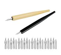 CALLARON 2 Ensembles Porte-plume Droit en Bois avec Pointes | Acier Inoxydable, Contrôle Fluide de L’encre, Prise Confortable, pour Lettrage et Calligraphie Artistique