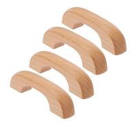 CALLARON 4 Pièces Poignée de Meuble Bois en Hêtre, Entraxe 64 Mm | Finition Simple Khaki, Prise Confortable et Lisse, pour Commode et Armoire, Vis 25mm Incluses