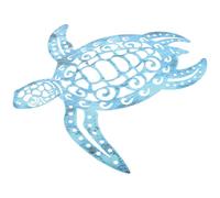 CALLARON Art Mural Tortue Marine en Fer pour Jardin et Salon, Décoration Murale Métal Texturée Bleue, Ornement Solide pour Extérieur et Intérieur
