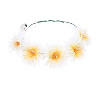 CALLARON Bandeau Lumineux LED à Fleurs Teinte Ivoire Guirlande Délicate, Accessoire de Coiffure pour Fête Hawaïenne, Bandeau Décoratif pour Carnaval et Soirées, Taille Ajustable,