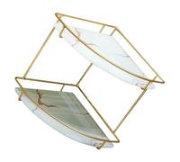 CALLARON Bathroom Corner Shelf Double-Layer Iron Glass Cosmetic Storage Rack Étagère de Rangement Triangle Salle de Bain et Cuisine avec Design Modern