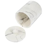 CALLARON Boîte de Rangement pour Cure-Dents en Résine avec Couvercle, Motif Marbre Moderne, Design Rond et Décor Perlé, Organisateur Ménager pour Coton-Tige Style