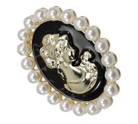 CALLARON Broche en Perles de Style Baroque, Broche Vintage pour Femme, Noir, Fake Pearl et Alliage, Décorative pour Robe, Pull et Paquet, Fête et Mariage, Motif Statue, Dla133-b Grand