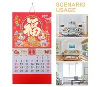 CALLARON Calendrier Mural Lunaire pour L'année du Cheval 2026 Ornement Suspendu en Papier Doré, Design Élégant pour Bureau et Célébrations du Nouvel An Asiatique
